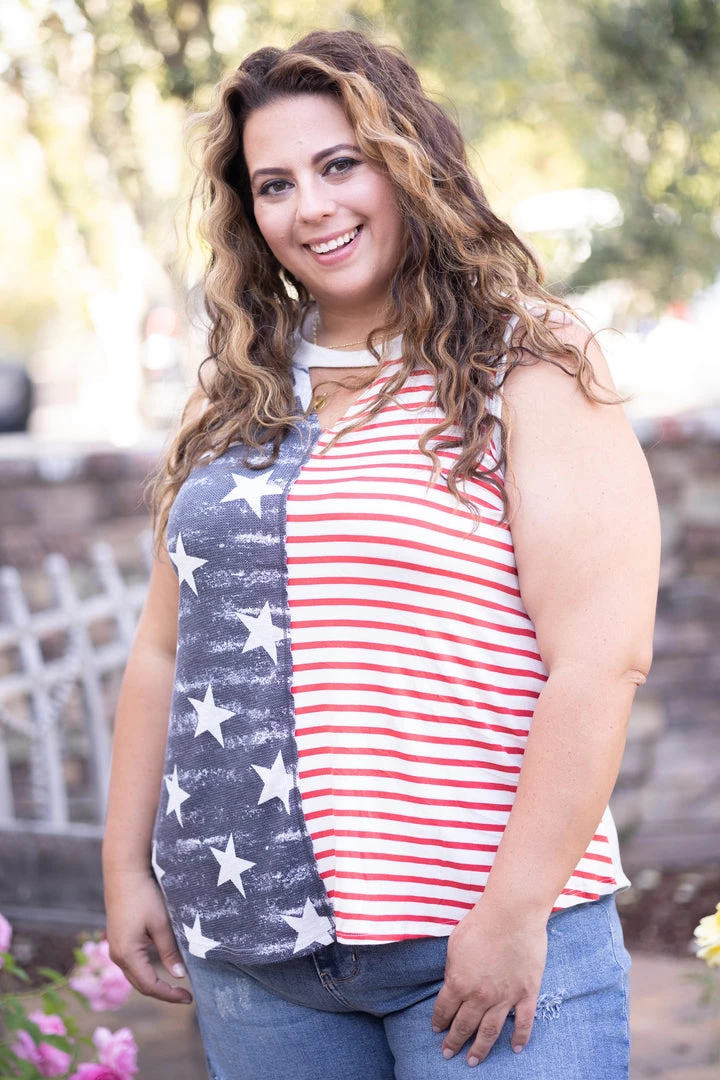 Boutique Simplified Miss Red White & Blue Tank Tops 3 Boutique Simplified Miss Red White & Blue Tank Tops