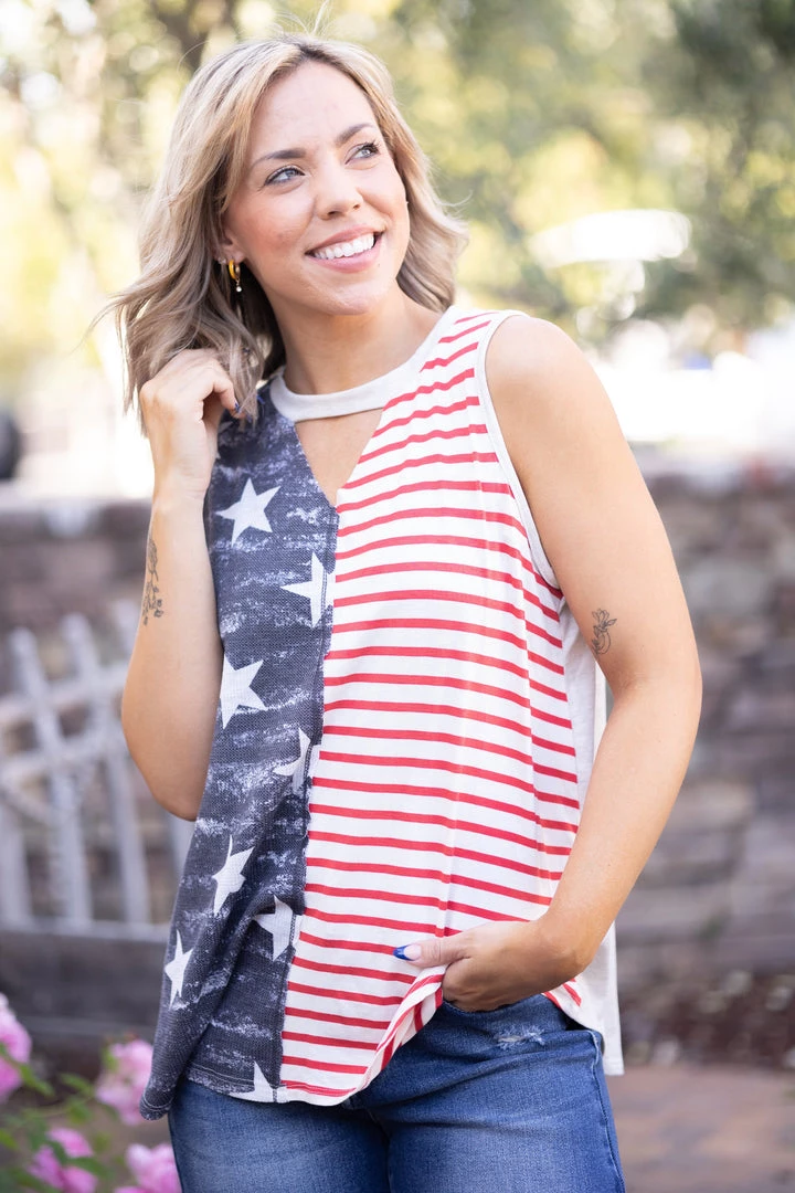 Boutique Simplified Miss Red White & Blue Tank Tops 4 Boutique Simplified Miss Red White & Blue Tank Tops