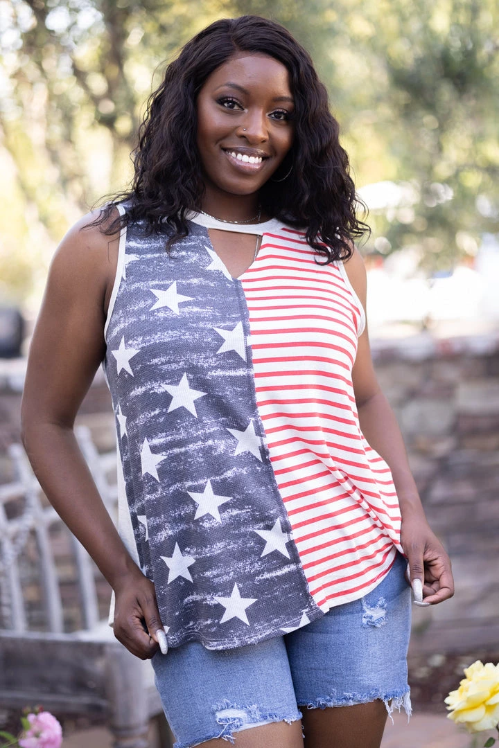 Boutique Simplified Miss Red White & Blue Tank Tops 5 Boutique Simplified Miss Red White & Blue Tank Tops