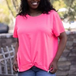 Boutique Simplified Tops Hot Pink Dreams With A Twist