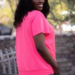 Boutique Simplified Tops Hot Pink Dreams With A Twist