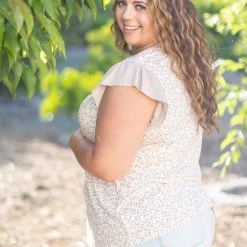 Boutique Simplified Tops Delicate Nature Ruffle Sleeve