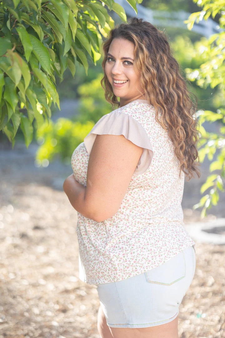 Boutique Simplified Tops Delicate Nature Ruffle Sleeve 2 Boutique Simplified Tops Delicate Nature Ruffle Sleeve