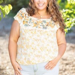 Boutique Simplified Tops Bask In Your Beauty Embroidered Top