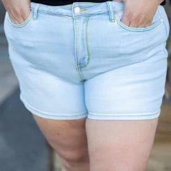 Boutique Simplified Rainbow Stitched Judy Blue Shorts Bottoms