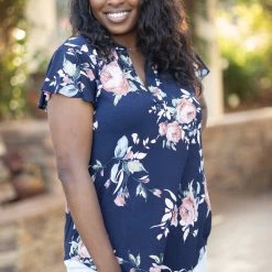 Boutique Simplified Blooms At Midnight Short Sleeve Gabby