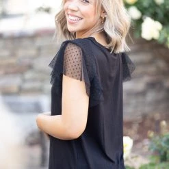 Boutique Simplified Tops Spanish Lullaby Flutter Sleeve