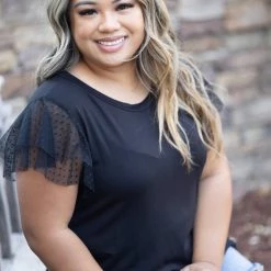 Boutique Simplified Tops Spanish Lullaby Flutter Sleeve