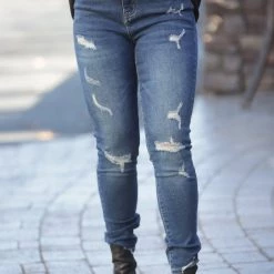 Boutique Simplified Next Level Distressed Skinnies Bottoms