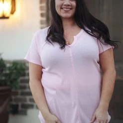 Boutique Simplified Stitched In Pink Short Sleeve Top Tops