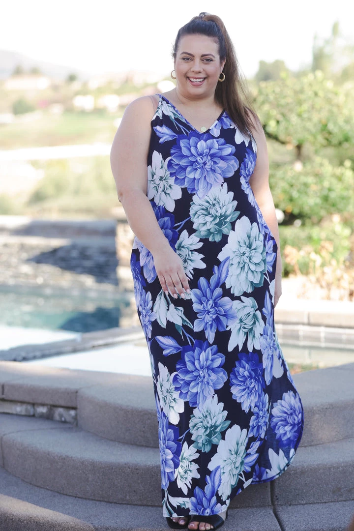 Boutique Simplified Navy Floral Maxi Dress Dresses 1 Boutique Simplified Navy Floral Maxi Dress Dresses