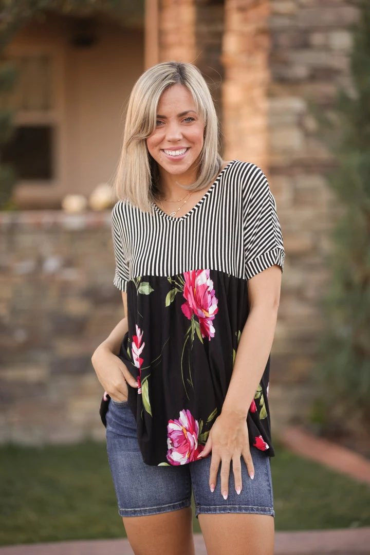 Boutique Simplified Tops Pure Love Colorblock Babydoll 1 Boutique Simplified Tops Pure Love Colorblock Babydoll