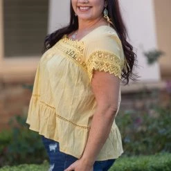 Boutique Simplified Sweet As Honey Woven Top