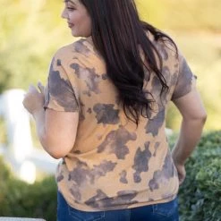 Boutique Simplified Chocolate Chip Joy Ruched Back Dolman Tops