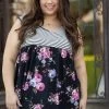Boutique Simplified Empowering Floral Sleeveless Babydoll Tops