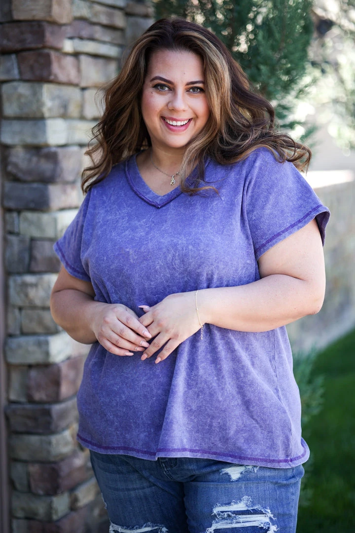 Boutique Simplified Purple Rain Short Sleeve Tops 2 Boutique Simplified Purple Rain Short Sleeve Tops