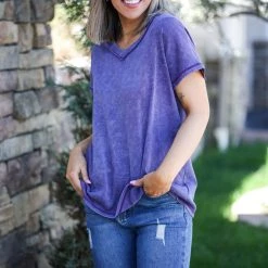 Boutique Simplified Purple Rain Short Sleeve Tops 8 Boutique Simplified Purple Rain Short Sleeve Tops