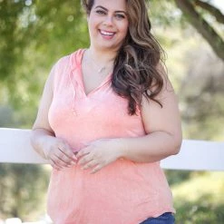 Boutique Simplified Tops Captivating Coral Sleeveless Hoodie