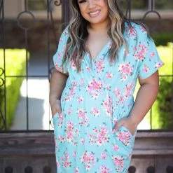 Boutique Simplified Dresses Aqua Beauty Surplice Dress