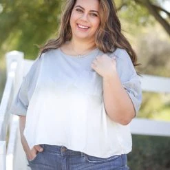 Boutique Simplified Silver Gradient Short Sleeve