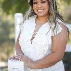 Boutique Simplified Addicted To You Eyelet Lace Top Tops