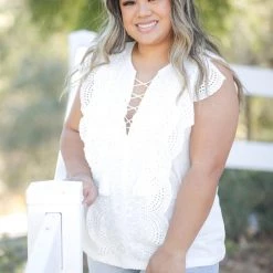 Boutique Simplified Addicted To You Eyelet Lace Top Tops