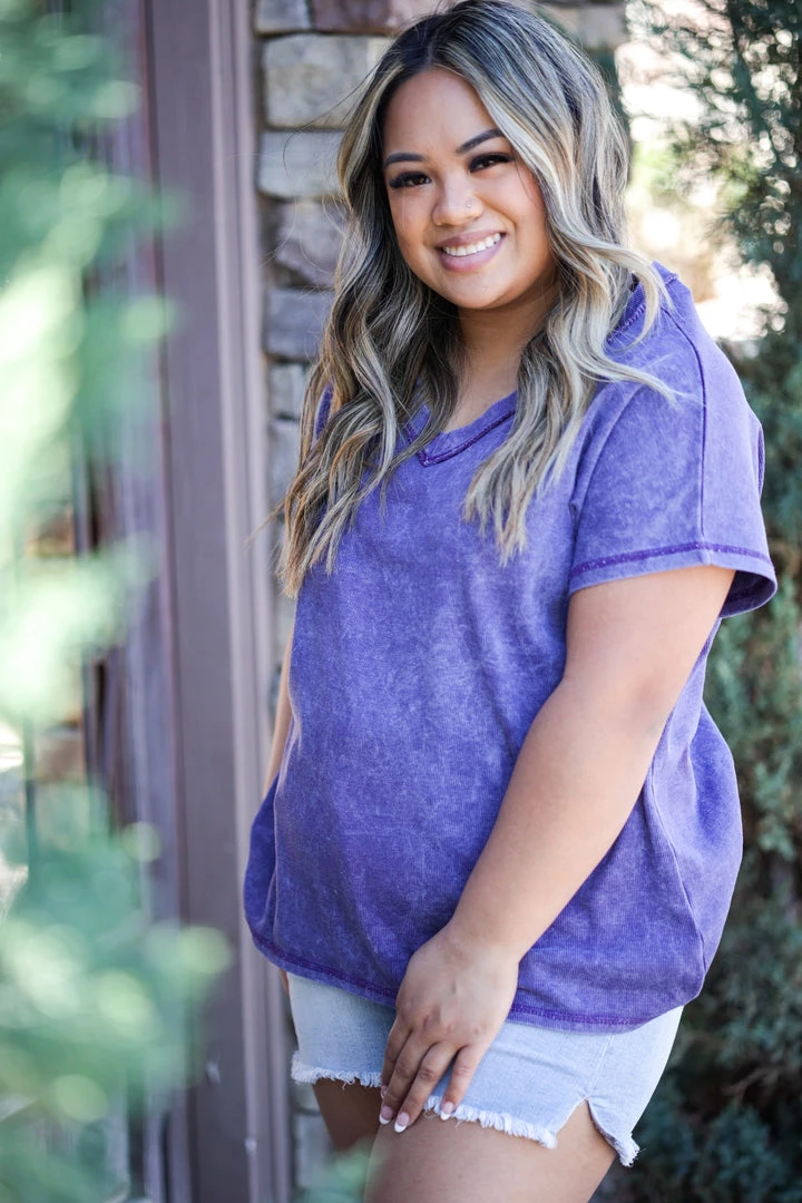 Boutique Simplified Purple Rain Short Sleeve Tops 6 Boutique Simplified Purple Rain Short Sleeve Tops