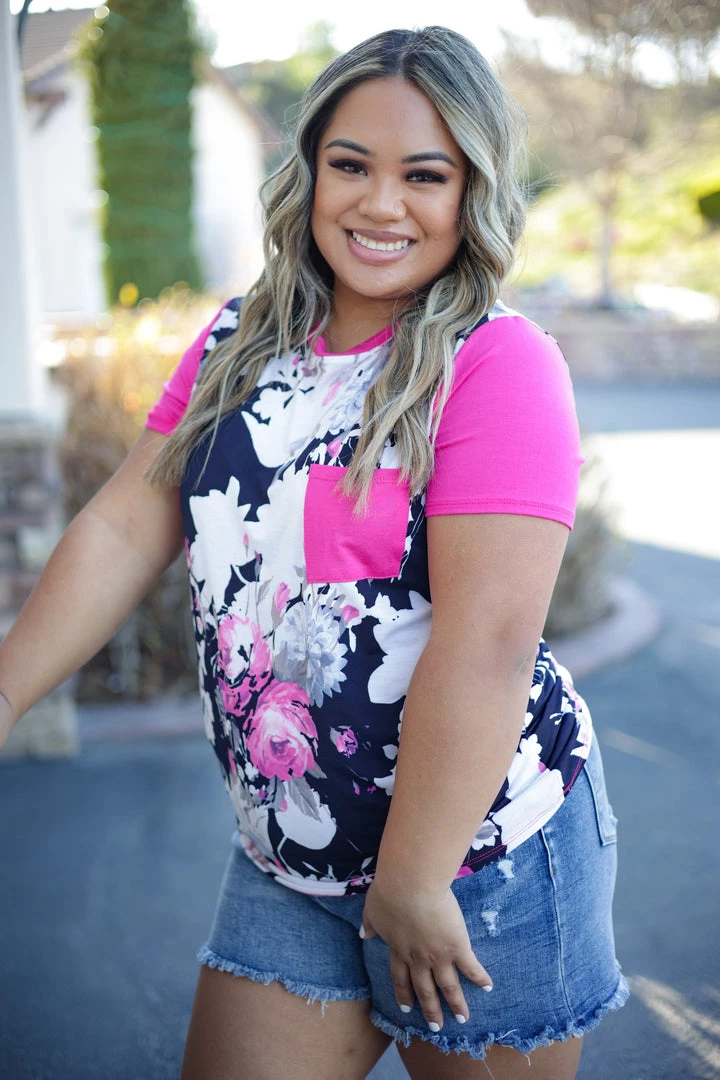 Boutique Simplified Pink Floral Short Sleeve Tops 4 Boutique Simplified Pink Floral Short Sleeve Tops