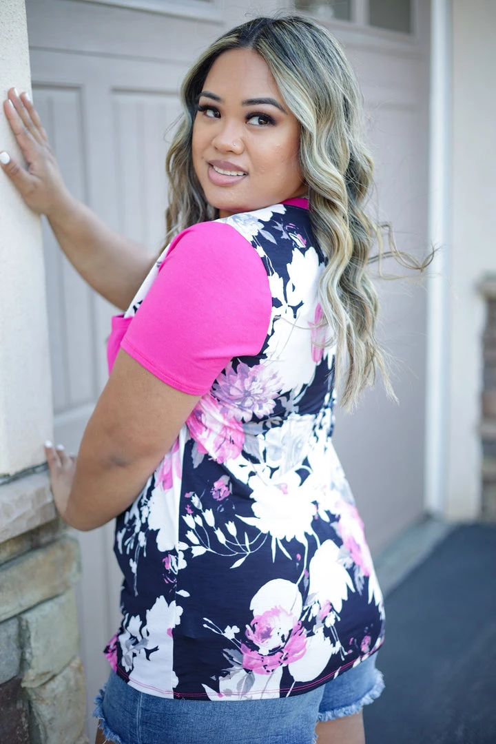 Boutique Simplified Pink Floral Short Sleeve Tops 5 Boutique Simplified Pink Floral Short Sleeve Tops