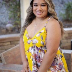 Boutique Simplified Tops Baileys Babe Yellow Babydoll