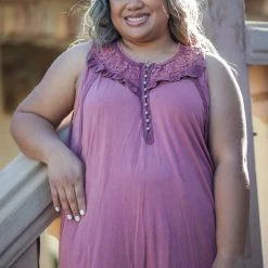 Boutique Simplified Twilight Berry Sleeveless Top