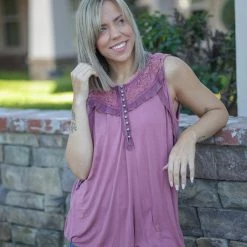 Boutique Simplified Twilight Berry Sleeveless Top