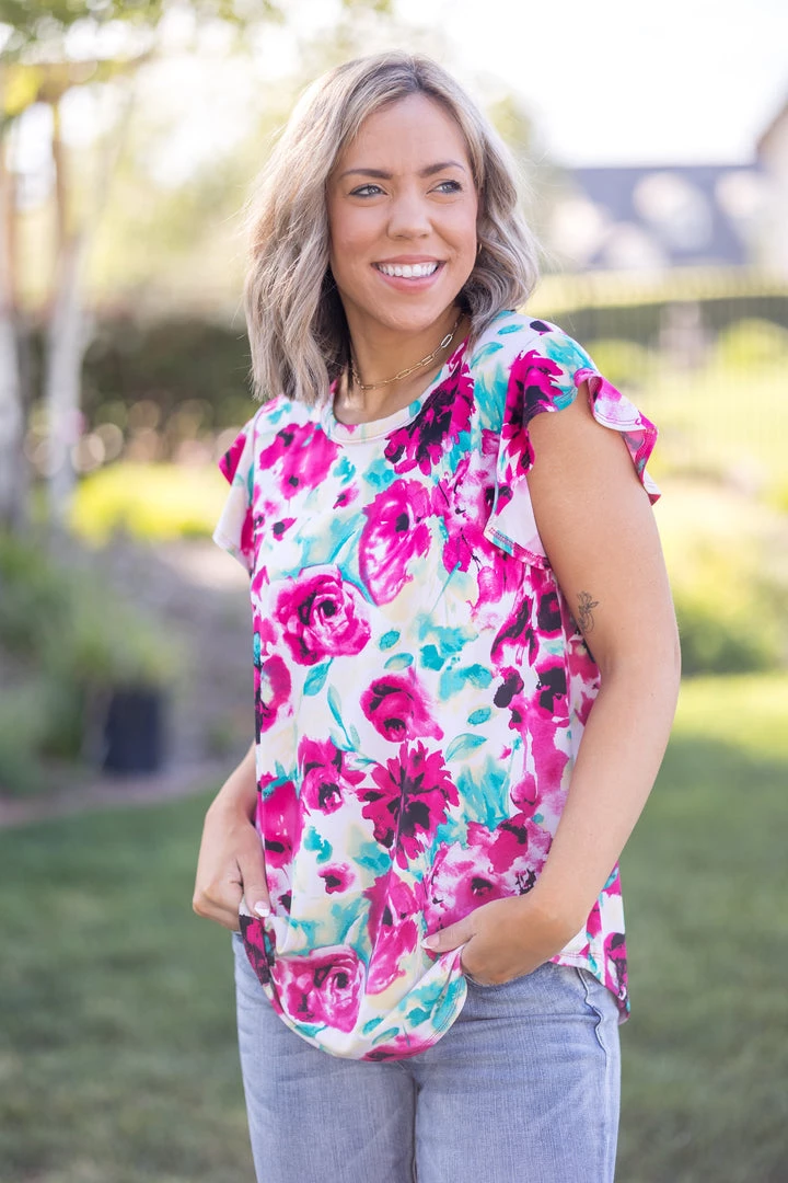 Boutique Simplified Vivacity For Life Flutter Sleeve Tops 1 Boutique Simplified Vivacity For Life Flutter Sleeve Tops