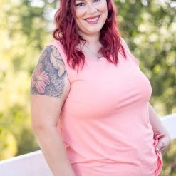 Boutique Simplified Everyday Coral Sleeveless Top
