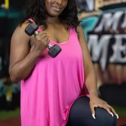 Boutique Simplified Just Breathe Open Back Tank - Hot Pink Tops