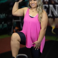 Boutique Simplified Just Breathe Open Back Tank - Hot Pink Tops