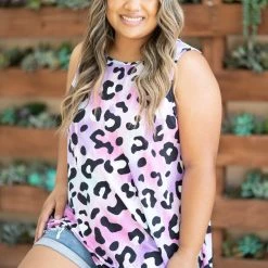 Boutique Simplified Plum Crazy Sleeveless Top Tops