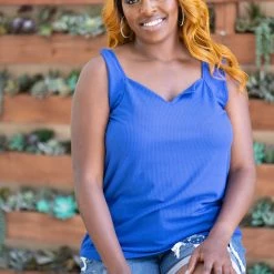 Boutique Simplified Glam Doll Tank In Royal Blue Tops