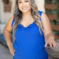 Boutique Simplified Glam Doll Tank In Royal Blue Tops