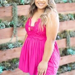 Boutique Simplified Tops Complete Me Tunic - Hot Pink