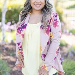 Boutique Simplified Tops Blazer Of Glory - Taupe Floral
