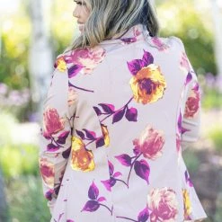 Boutique Simplified Tops Blazer Of Glory - Taupe Floral