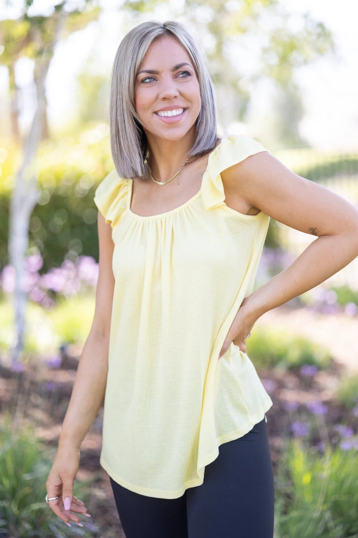 Boutique Simplified Sunshine Infusion Flutter Sleeve Tops 5 Boutique Simplified Sunshine Infusion Flutter Sleeve Tops