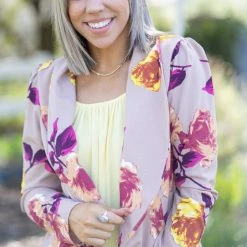 Boutique Simplified Tops Blazer Of Glory - Taupe Floral 8 Boutique Simplified Tops Blazer Of Glory - Taupe Floral