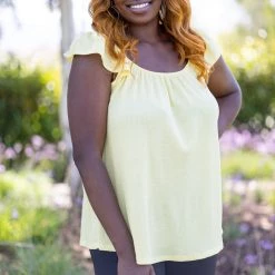Boutique Simplified Sunshine Infusion Flutter Sleeve Tops 12 Boutique Simplified Sunshine Infusion Flutter Sleeve Tops