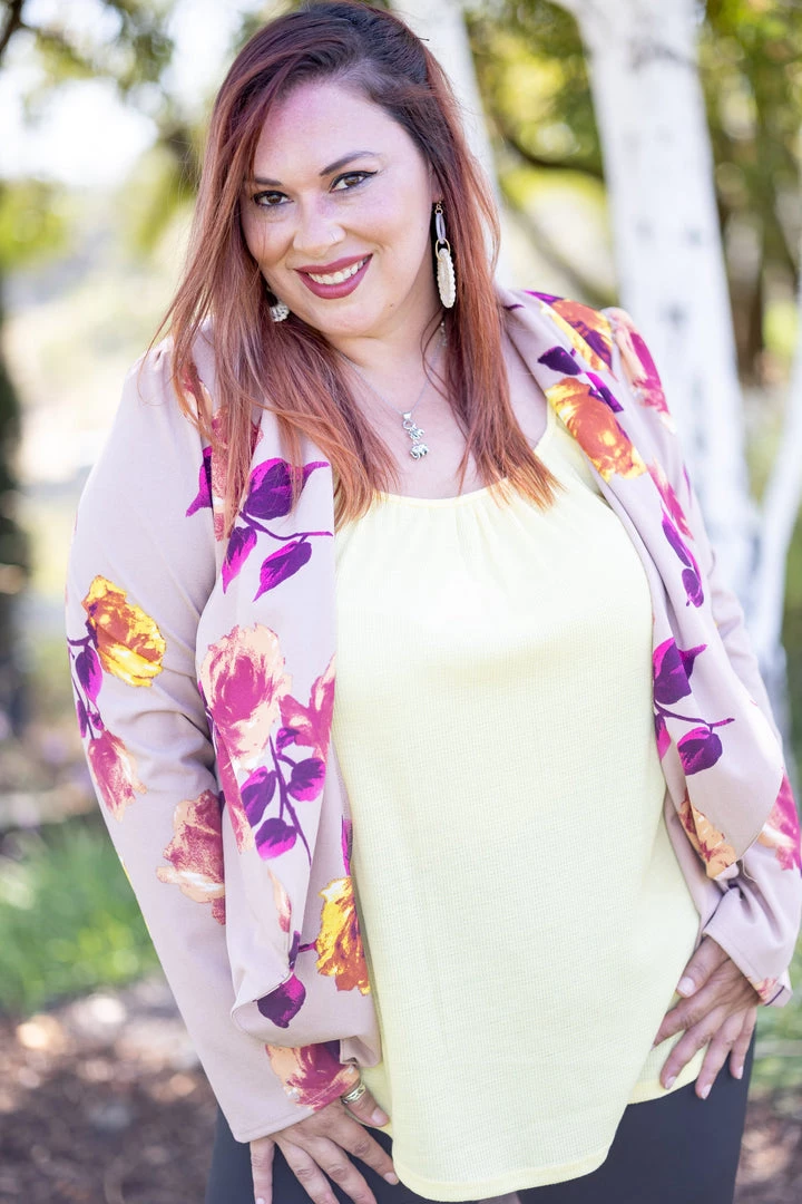 Boutique Simplified Tops Blazer Of Glory - Taupe Floral 6 Boutique Simplified Tops Blazer Of Glory - Taupe Floral