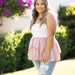 Boutique Simplified Tops Arabesque Smocked Babydoll