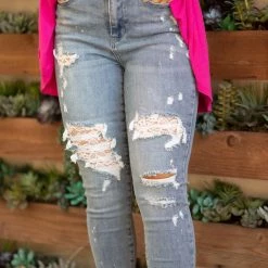 Boutique Simplified Lace Patched Judy Blue Skinnies