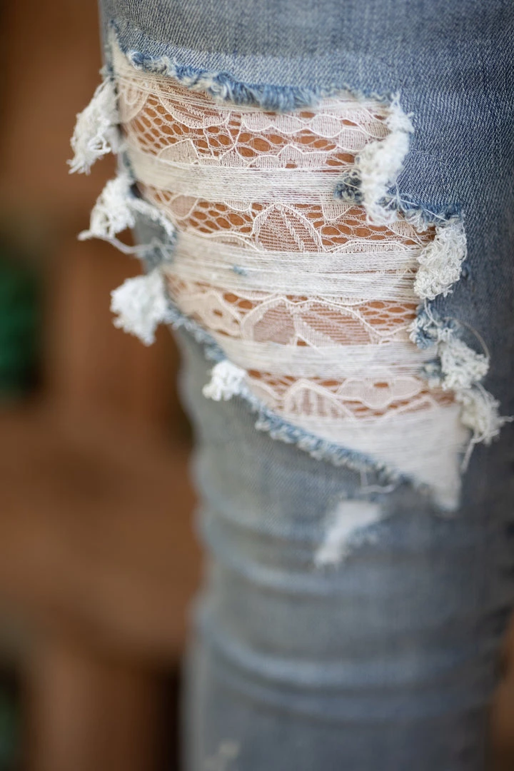 Boutique Simplified Lace Patched Judy Blue Skinnies 1 Boutique Simplified Lace Patched Judy Blue Skinnies