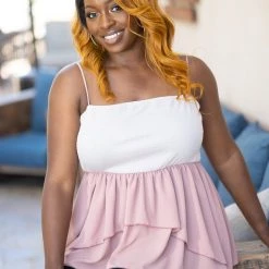 Boutique Simplified Tops Arabesque Smocked Babydoll